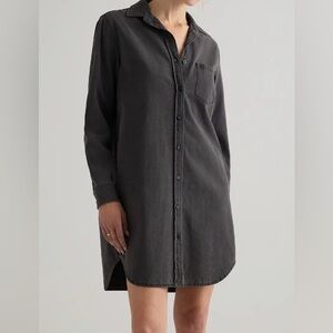 Quince Distressed Denim Shirt Dress